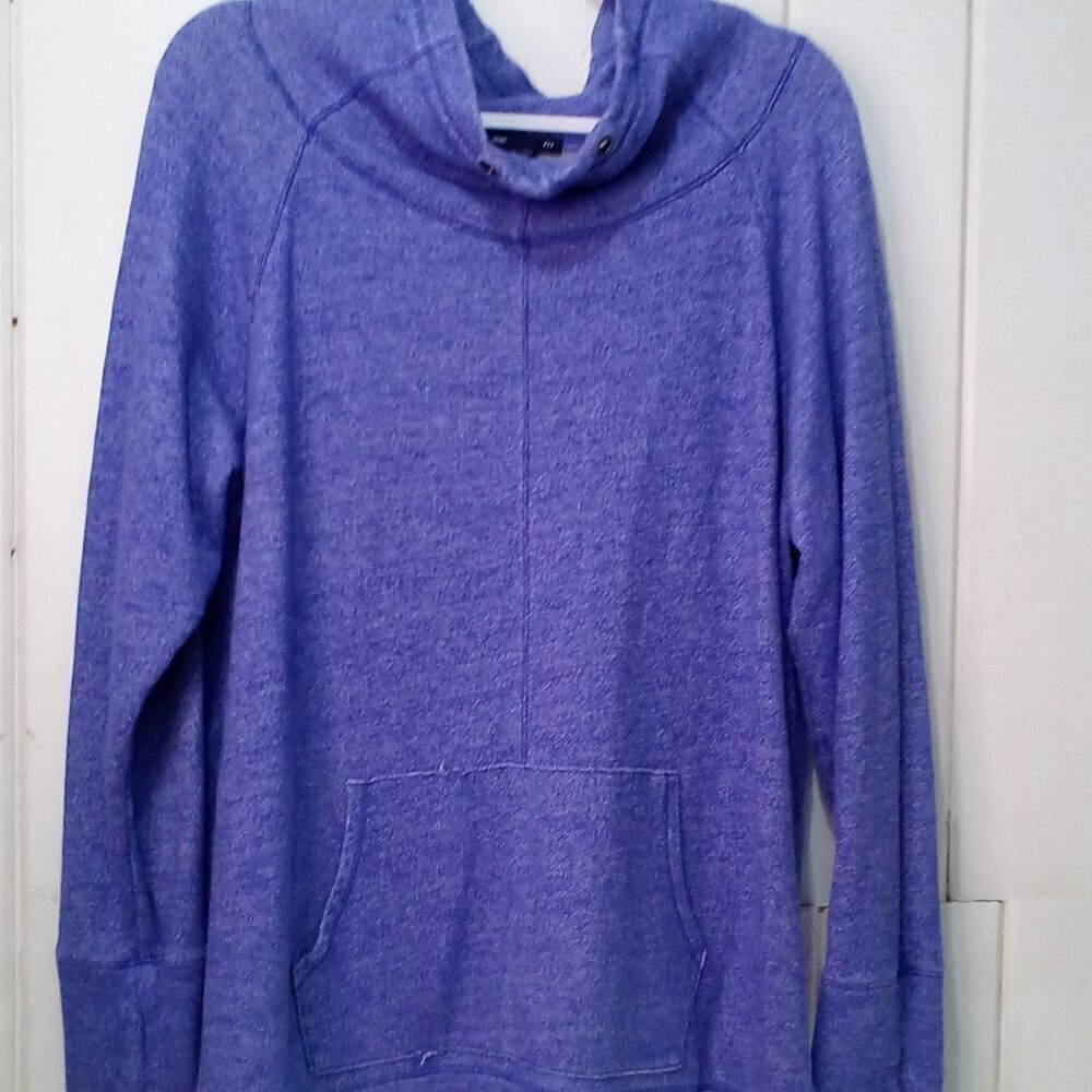 Gap Sweatshirt Women XL Cowl Neck Long Sleeve Pocket No Drawstring Blue